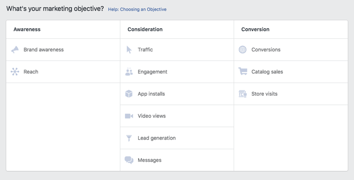 Facebook Ads Marketing Objective